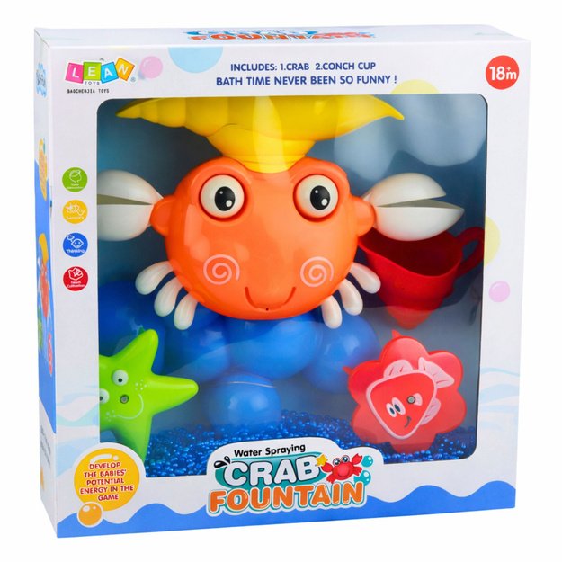 Krabų vonios rinkinys, fontanas, interaktyvus žaislas su siurbtukais 4