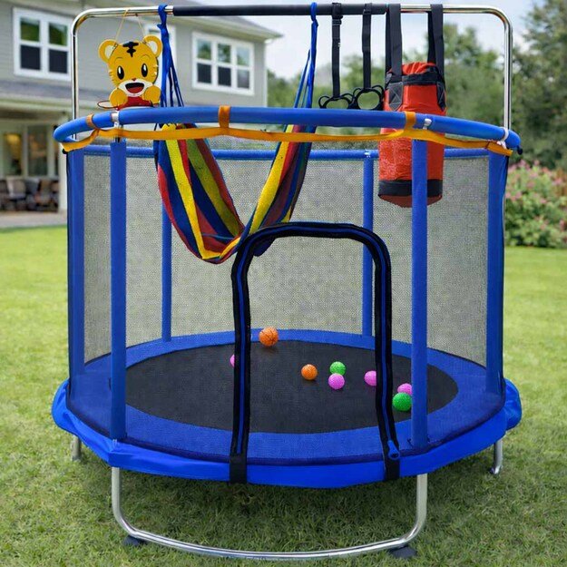 Vaikų batutas sodo kamuolio tinklas krep&scaron;inio kamuolys 155cm mėlynas 6