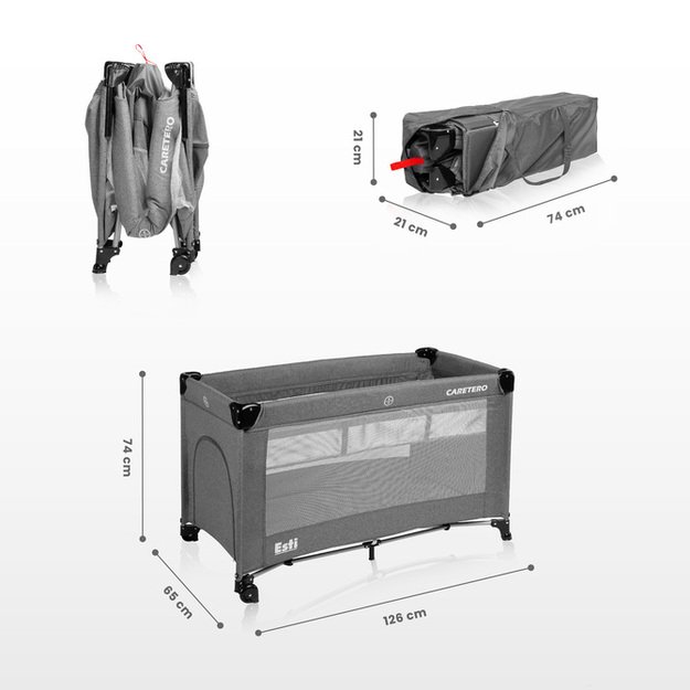 KELIONINĖ LOVYTĖ SU FUNKCIJA PRIE LOVOS ESTI JUODA 7
