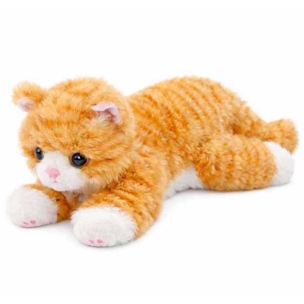 Plush Mascot Cuddly Toy Ginger Kitten Lying Down 38 cm