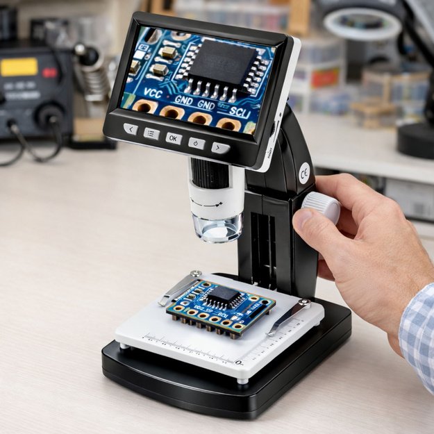 Edukacinis skaitmeninis mikroskopas, 4,3 colio LCD ekranas, USB LED, 1000 kartų didinimas