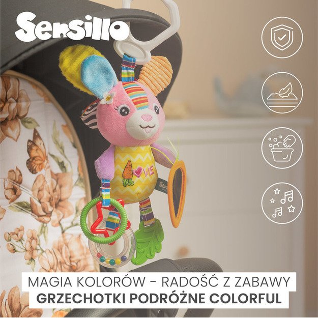 COLORFUL TRAVEL RATTLE BIRDIE