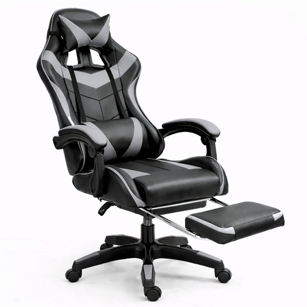 LEAN žaidimų kėdė, juodos ir pilkos spalvos