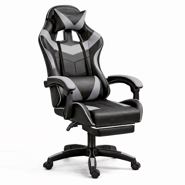 LEAN žaidimų kėdė, juodos ir pilkos spalvos