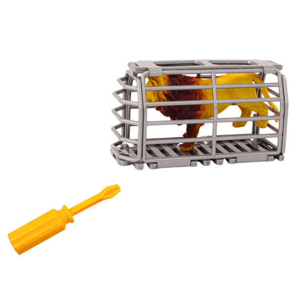 Airplane Light plane Animal transport Cage Lion Unscrewable Screwdriver