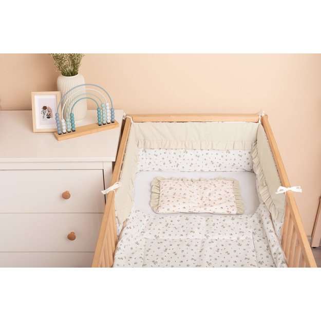 CRIB SET COTTON ROSE BEIGE 75X95 25X35