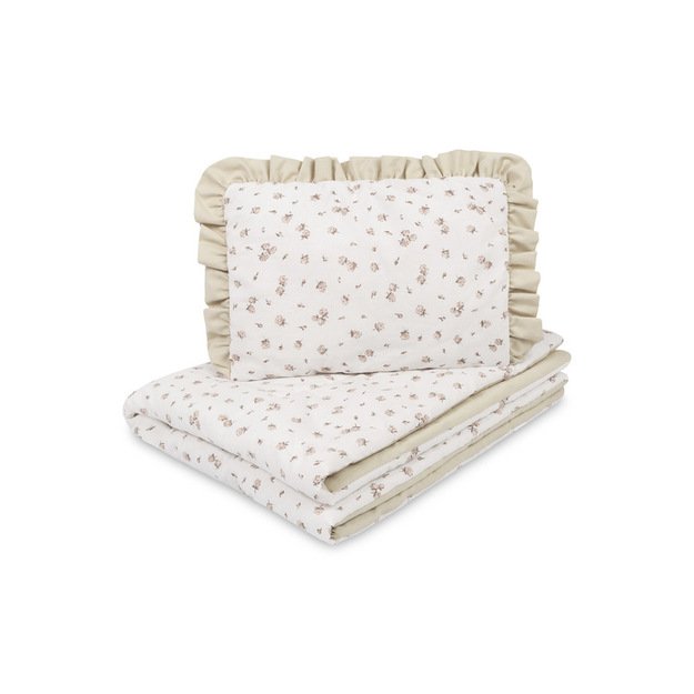 CRIB SET COTTON ROSE BEIGE 75X95 25X35