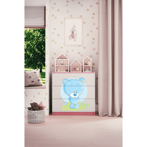 Komoda Babydreams rožinė rožinė rožinė meškiukas