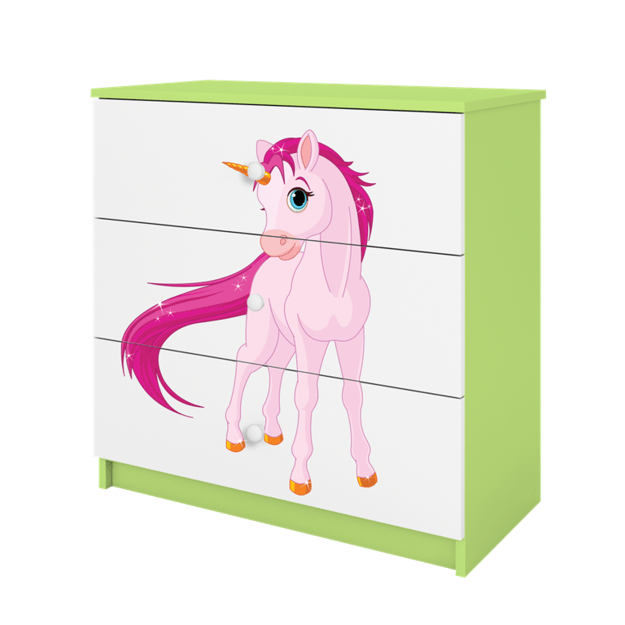 Chest of drawers babydreams green unicorn