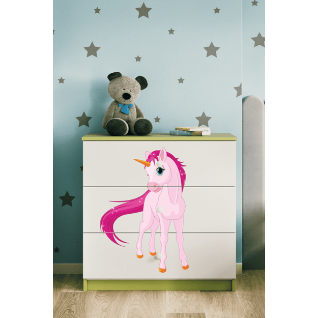 Chest of drawers babydreams green unicorn