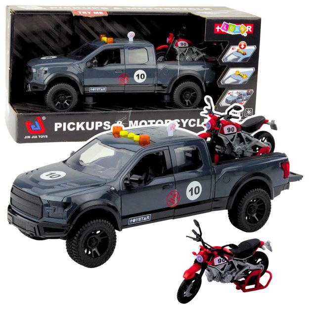 Pickup Truck With Engine Lights Sounds Gray 1:12