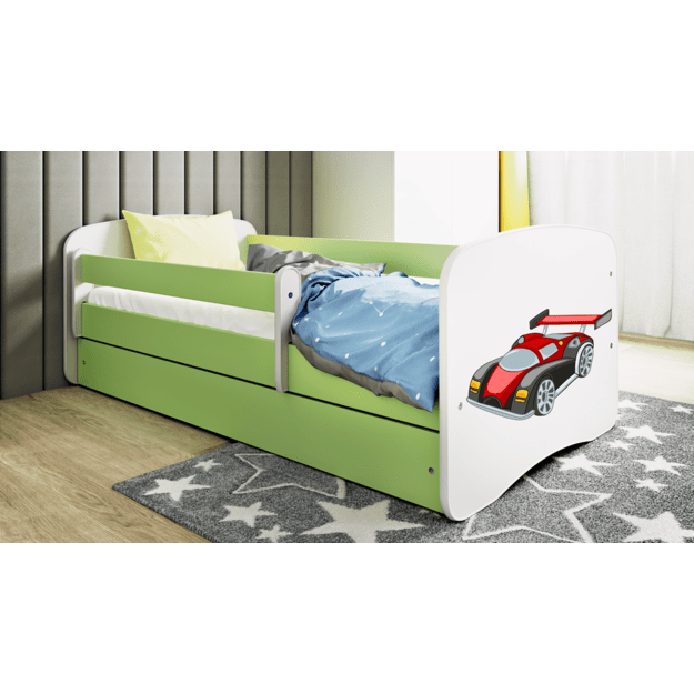 Lova babydreams žalias lenktyninis automobilis be stalčiaus be čiužinio 180/80 5