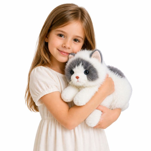Plush Persian Cat Mascot Cuddly Toy Weighted Paws Gray White 50cm