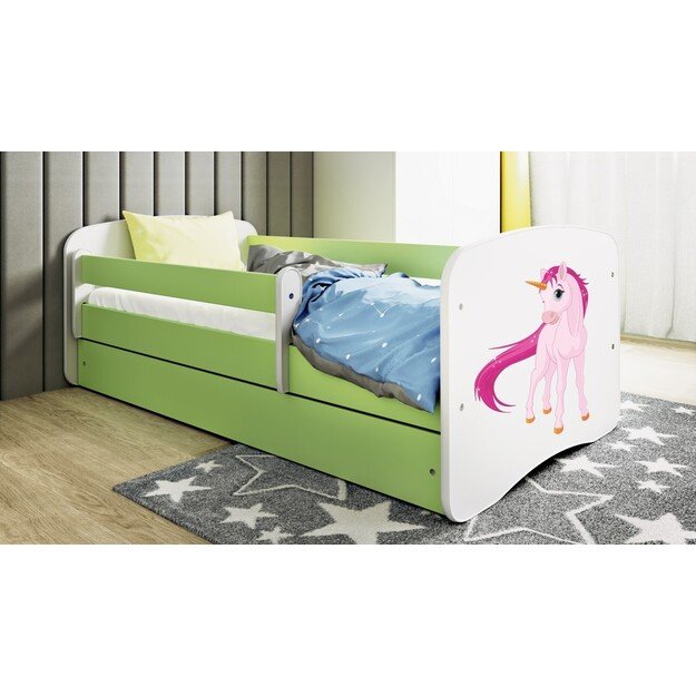 Lova babydreams žalias vienaragis su stalčiumi be čiužinio 160/80 4