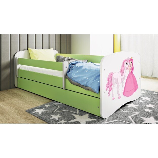 Lova babydreams žalia princesė arklys be stalčiaus su čiužiniu 160/80 5