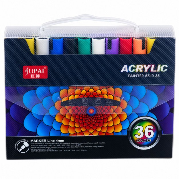 Set of Acrylic Markers, Felt-Tip Pens, Waterproof Markers, Case 36 pcs.