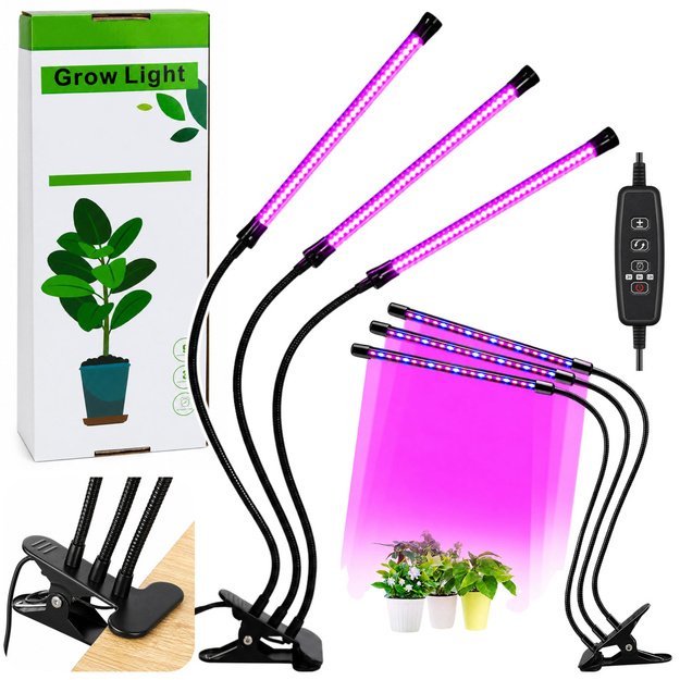 LED lamp for growing and illuminating plants, triple modules, clip