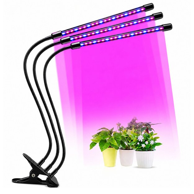 LED lamp for growing and illuminating plants, triple modules, clip