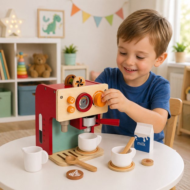 Wooden Coffee Maker Set Small Barista Cups Accessories