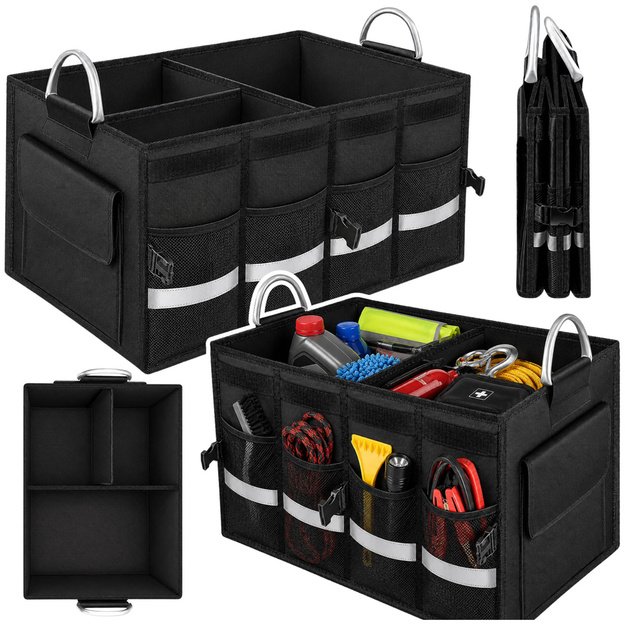 Large Foldable Car Organizer Trunk Bag Black 50L