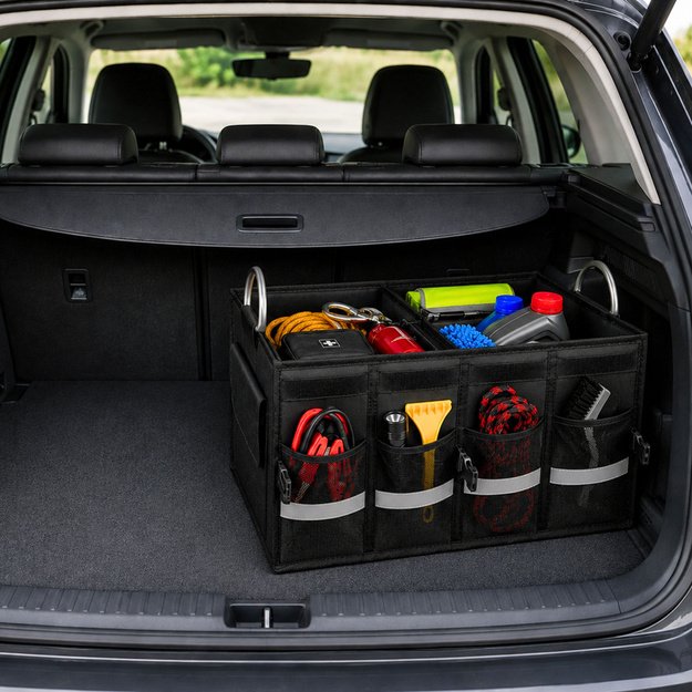 Large Foldable Car Organizer Trunk Bag Black 50L
