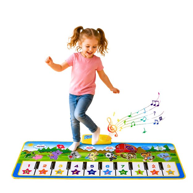 Educational Musical Mat Piano Animals Instrument Sounds 100x36 cm