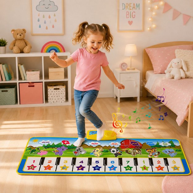 Educational Musical Mat Piano Animals Instrument Sounds 100x36 cm