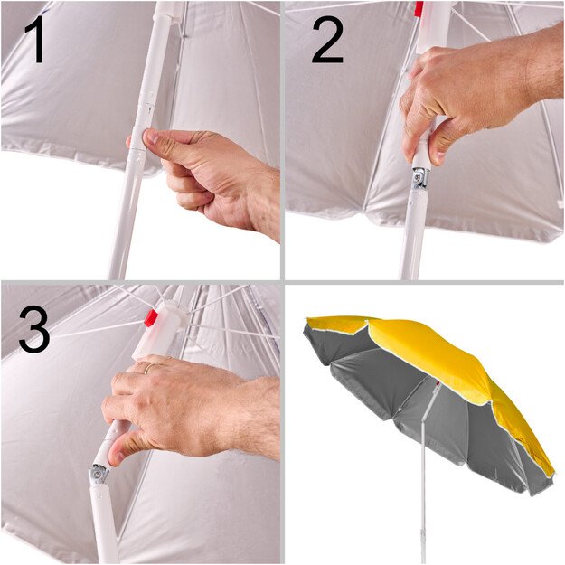 Parasol ogrodowy plażowy regulowany łamany składany UV 150cm ż&oacute;łty