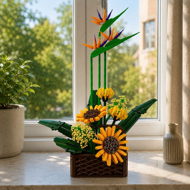 Construction Blocks Composition Sterlicja Sunflowers in a Pot 1608 pcs.