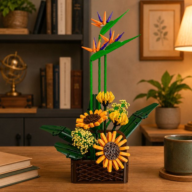 Construction Blocks Composition Sterlicja Sunflowers in a Pot 1608 pcs.