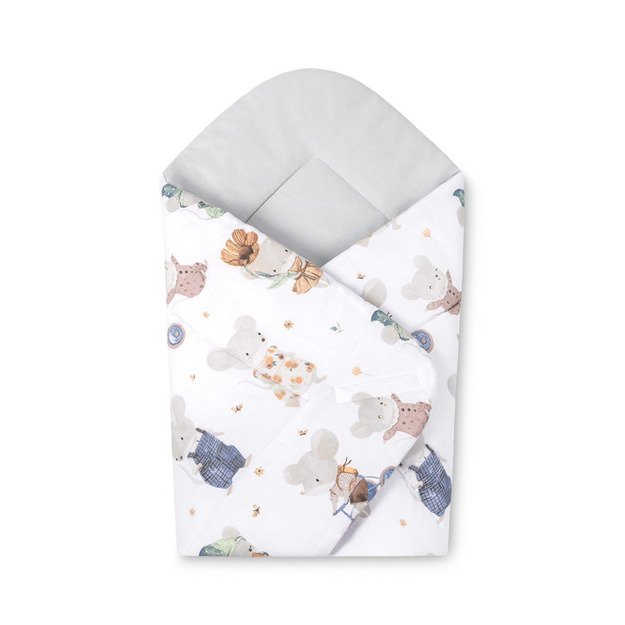 BABY WRAP COTTON MOUSE GREY 75X75