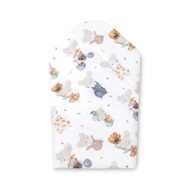 BABY WRAP COTTON MOUSE GREY 75X75