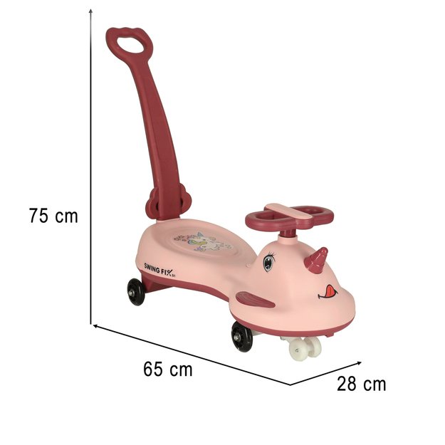 Jeździk grawitacyjny LED Swing FIX S1 skuter z rączką r&oacute;żowy max 65kg