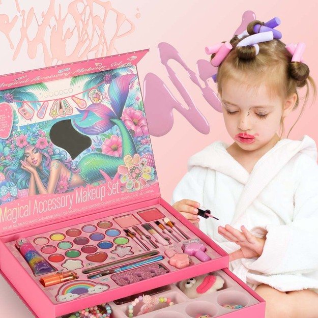 Kuferek zestaw kosmetyk&oacute;w do makijażu i paznokci makeup kosmetyki cienie lakiery szuflady syrenka