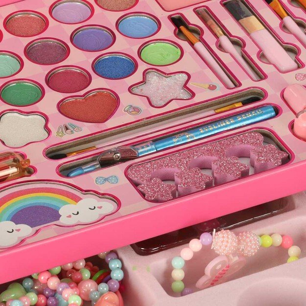 Kuferek zestaw kosmetyk&oacute;w do makijażu i paznokci makeup kosmetyki cienie lakiery szuflady syrenka