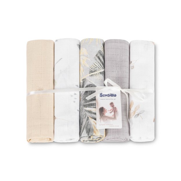 TETRA DIAPER 70X80 5-PACK FLORAL GREY
