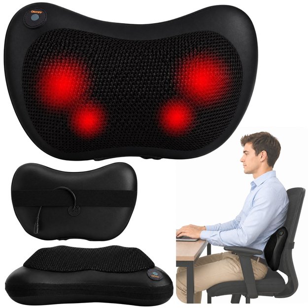 Shiatsu Massager Back Neck Massage Cushion with Heater Black