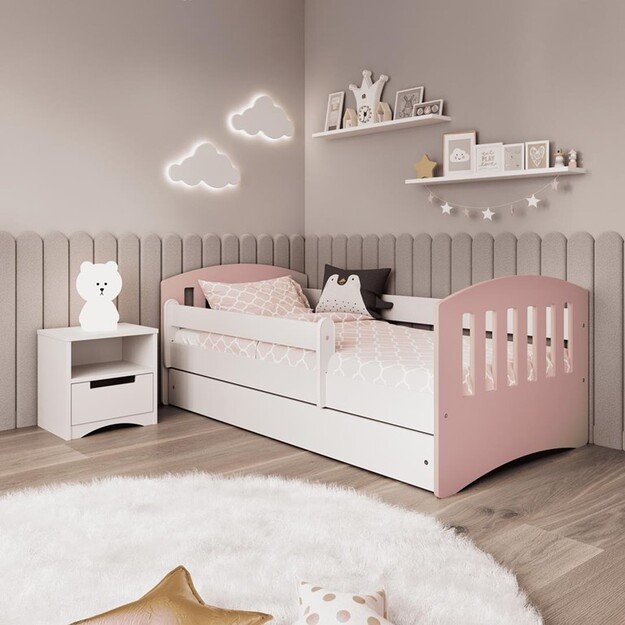 Bed classic 1 mix pale pink with drawer without mattress 180/80
