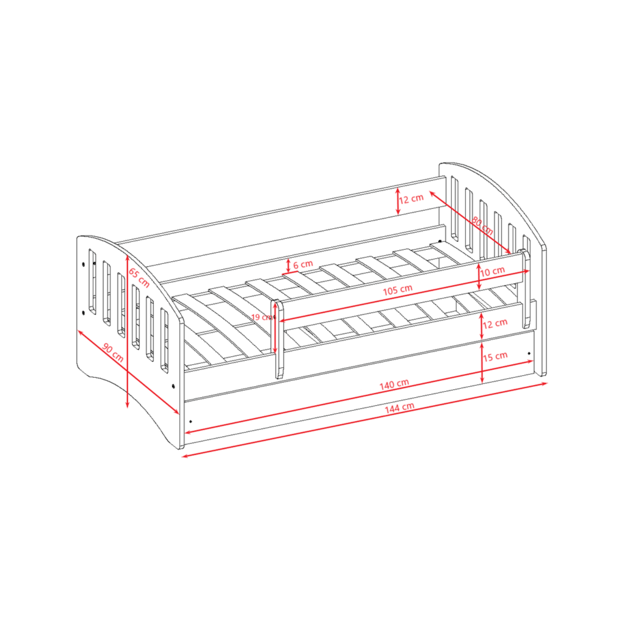 Lova classic 1 mix pilka su stalčiumi be čiužinio 140/80 5
