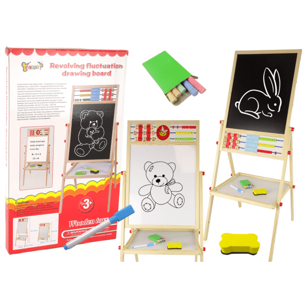 Wooden education board 2in1 Magnetic-chalkboard + Accessories Counting Table Multiplication Alphabet