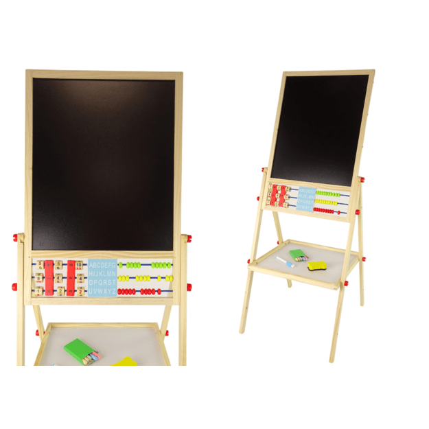Wooden education board 2in1 Magnetic-chalkboard + Accessories Counting Table Multiplication Alphabet