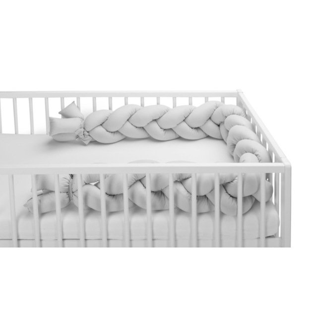 Braided Crib Bumpers 210 cm – smooth grey