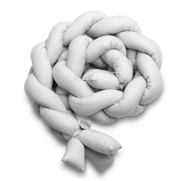 Braided Crib Bumpers 210 cm – smooth grey
