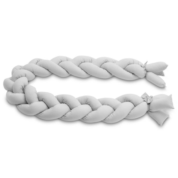 Braided Crib Bumpers 210 cm – smooth grey