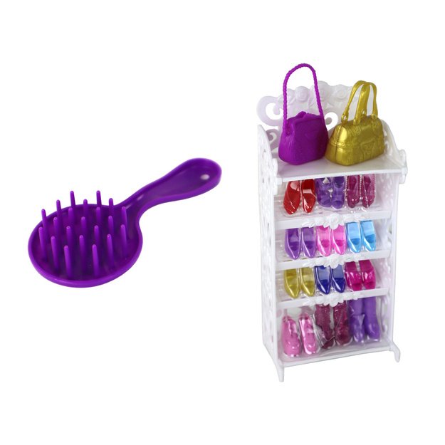 Lucy Doll Violetinės blizgučių suknelės rinkinys Batai