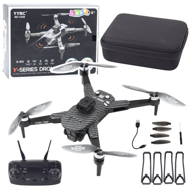 Drone Y329 HD Camera WIFI LED Lights App Black Carbon