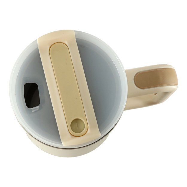 Termo puodelis su šiaudeliu ir rankenėle termosas 1200ml kreminės spalvos 6