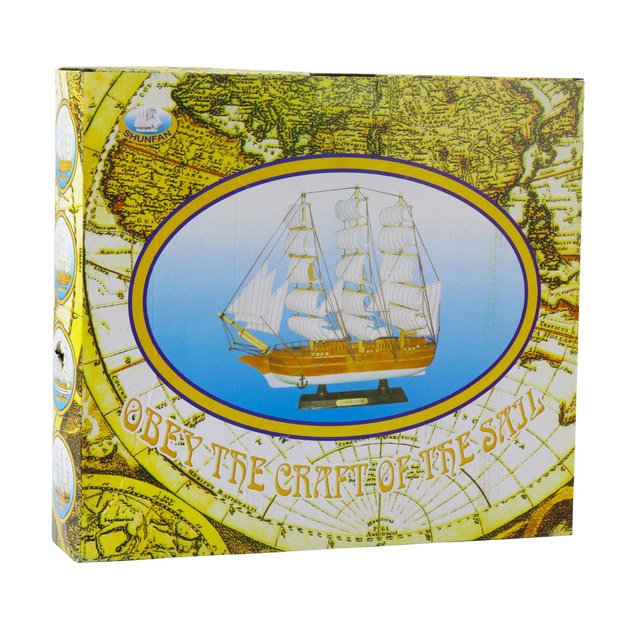 Collectible Model Decorative Three-masted Sailing Ship Black 39x36cm 3