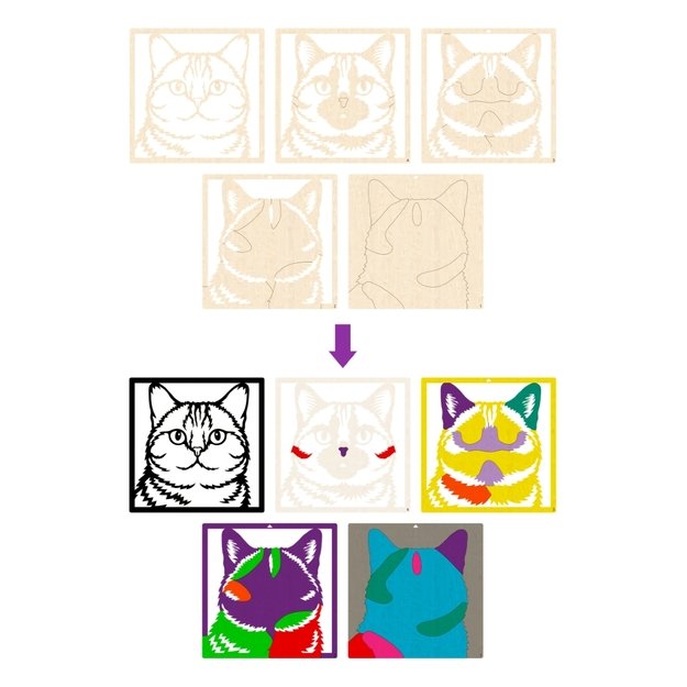 Splat Planet medinis 3D spalvinimo paveikslas, Katė 4