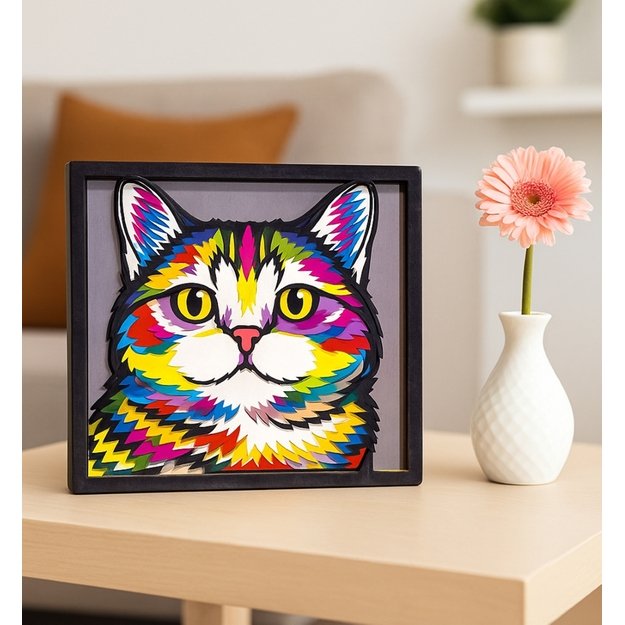 Splat Planet medinis 3D spalvinimo paveikslas, Katė 7